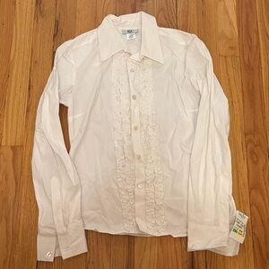 Vintage K2C White Ruffle Front Dress Shirt